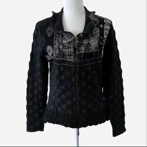 Eva & Claudi Vintage Women's Rare Find Pop Art Jacket Medium 100% Wool Black